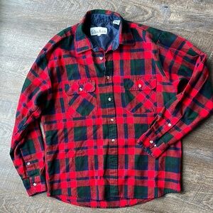 Vintage Red and Green Casual Button Down Shirt